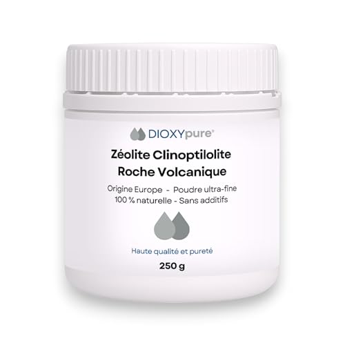 Zéolite - Roche volcanique pure et 100% naturelle - Pureté ≃94% en Clinoptilolite - Origine EU - Poudre ultra-fine - Sans additifs - testée et contrôlée en Allemagne (250 g)