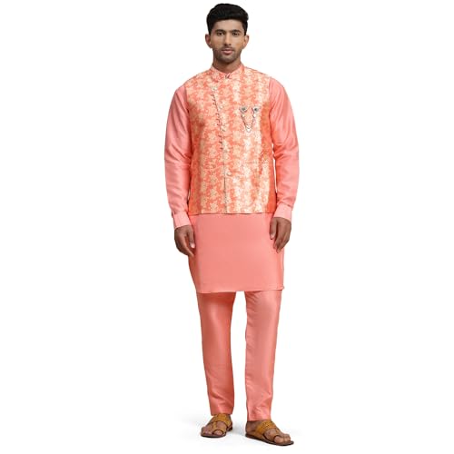 Silk Kurta Pajama For Men Indian Ethnic Wear With Nehru Jacket (Waistcoat) (C-101)