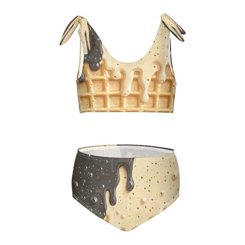 Boccsty Sprinkles Black Beige White Ice Cream Girls Tankini Swimsuit Kids Bikini Sets 2 Pcs Bathing Suit 3T