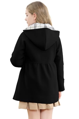 Image of Betusline Girls' Dress Coat, Kids Hoodie Wool Blend Coats Fall Winter Outerwear Peacoat,2-14 Years