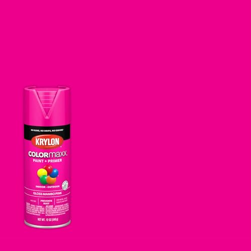 Image of Krylon K05528007 COLORmaxx Spray Paint and Primer for Indoor /Outdoor Use, Gloss Mambo Pink, 12 Ounce (Pack of 1)