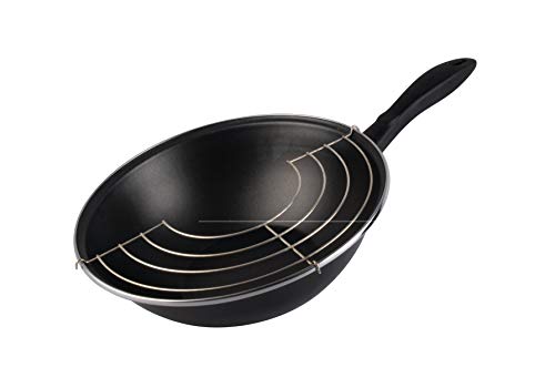 Magefesa Black - Wok 28cm de acero vitrificado exterior negro. Antiadherente bicapa Reforzado efecto piedra. Apto para todo tipo de cocinas, especial inducci�n. 50% de ahorro energ�tico.