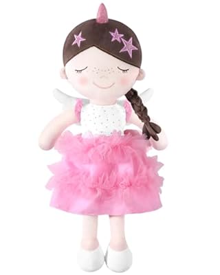 GAGAKU Muñeca de Tela Suave 40 cm Muñecas de ángel de la Guarda Regalo de Bautizo para niñas con Alas Peluche Amuleto de la Suerte para niños de 3 a 5 años - Ángel Estrella