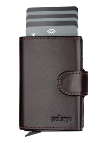PULARYS SOLO Mini Wallet - Credit Card Holder - Made of Italian Leather - RFID blocking - Up to 9 Card Slots - Front Pocket Wallet - For Men and Women - Classic