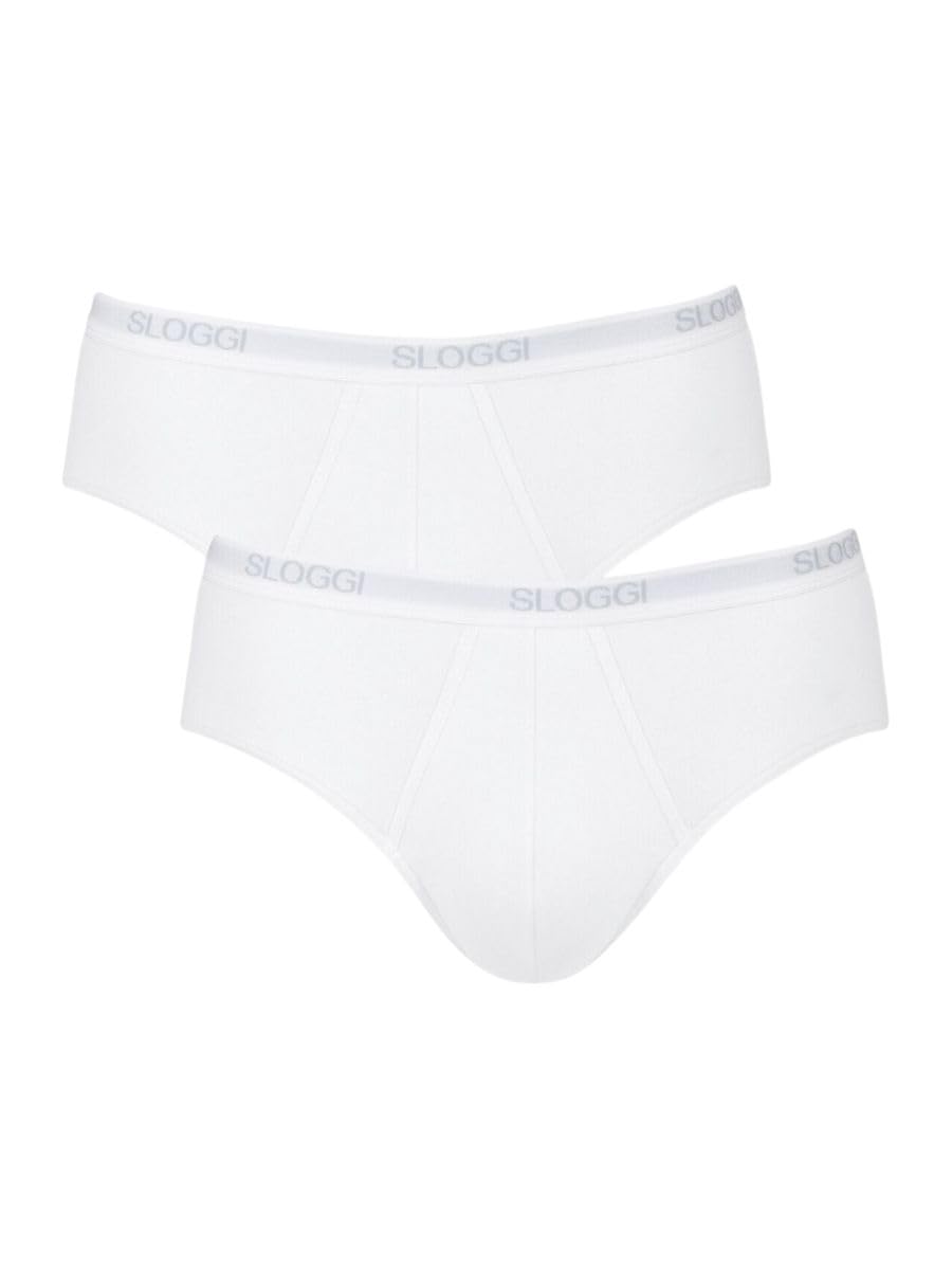 Sloggi Mens 2 Pack Basic Midi Brief in 2 Colours - 36 Mens - White