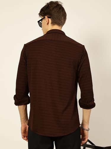 Image of Thomas Scott Men's | Solid | Textured Fabric | Full Sleeve | Regular Fit | Polyester-Blend | Spread Collar | Casual Shirt