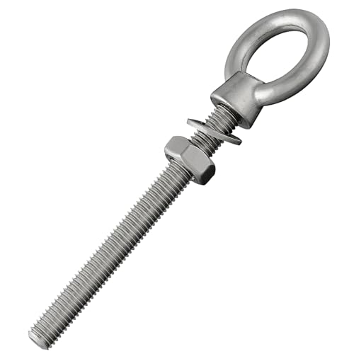 Bullone oculare con filettatura metrica completa | con disco e dado esagonale | acciaio inox A4/V4A | Vite ad occhiello | Bullone ad anello | Bullone oculare (M6 x 80 mm, 2 pezzi)