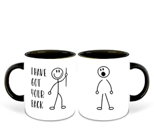 DecorVecor Couple Inspired Black and Black Inner Colour Set of 2 Printed Ceramic Coffee Mug- Gift for Boyfriend, Gift for Girlfriend, Best Gift, Couple Set Gift, Valentine Gifts -Design 4