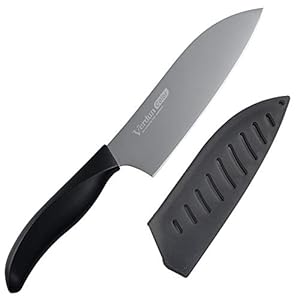 下村工業 日本製 ヴェルダン カラー 三徳 包丁 カバー付き 165mm ブラック キャンプ モリブデン バナジウム 鋼 食洗機 対応 VCS-01B 新潟 燕三条製【Amazon.co.jp限定】