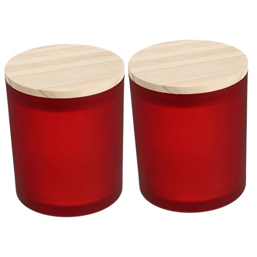 Sosoport Portacandele in Vetro Coperchio in Pino, Tazza Per Candela Riutilizzabile 2 Pezzi, Decorazione Casa e Matrimoni, Contenitore Per Candele Fai Da Te, Design Compatto e Portabile