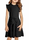 DOKOTOO KIDS Tween Girls Clothing Sleeveless Casual Ruffle Flowy Swing Tiered Dresses Black 12-13 Years