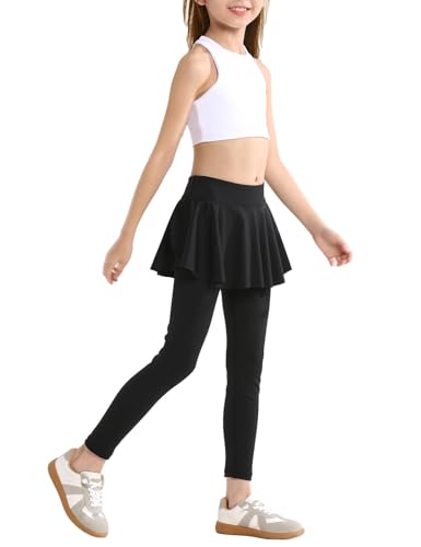 Hvididan Leggings with Skirt for Girls, Black Size 7-8 Uniform Pants School for Girls Kids - image 6