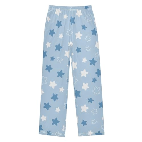 Boys' Pants Doodle Blue White Flat Stars Long Bottoms Jogger Pants Elastic Waist Trousers with Pockets S-XL