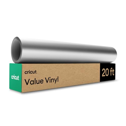Cricut Value Vinyl | 30.5 cm x 6.1 m (12 x 20 ft) | Self Adhesive Permanent Vinyl for All Cricut Cutting Machines | Silver