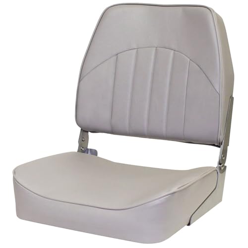 Overton's Economy Low-Back Fishing Seat – Embossed Center Panel, Injection-Molded Frame, UV-Protected Marine Vinyl, 200 lb Capacity