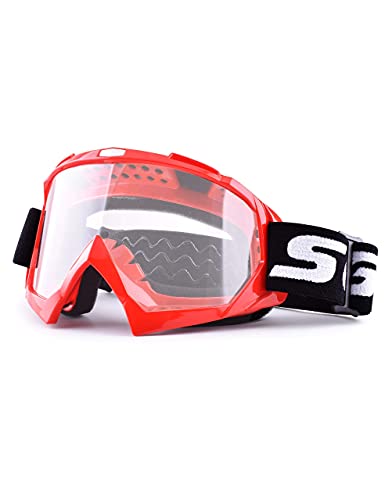 Motorcycle Goggles,ATV Dirt Bike Goggles-Anti UV Safety Goggles Windproof Dustproof Motocross Goggles Anti Scratch Motorcycle Glasses for Cycling Riding/Climbing/Skiing (Red Frame)
