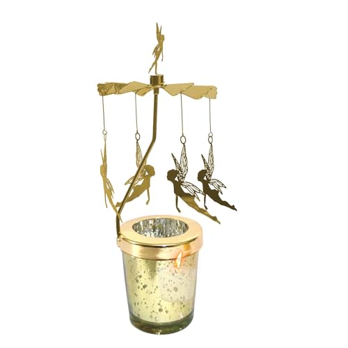 Drehkerzenhalter - romantischer Teelichtständer, Edelstahl rotierender Kerzenhalter, automatischer rotierender Kerzenhalter, Hochzeiten, Partys, Jubiläen, Weihnachtsdekorationen, elegante Innenausstat