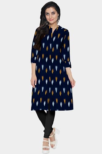 Image of Cotton Pochampally ikat unstitched blouse, Kurthi, long frock fabric material for women (1 meter, 2 meters & 3 meters)