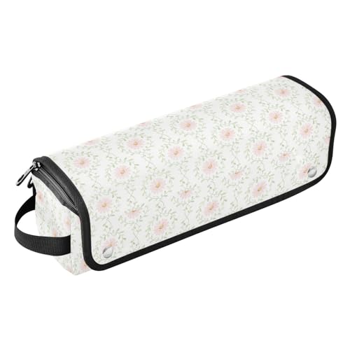 Estuche de viaje 2 en 1 para rizador con alfombrilla resistente al calor extraíble, impermeable, organizador portátil para herramientas calientes, planchas y moldeador de volumen para el cabello diseño floral rosa miniatura 1