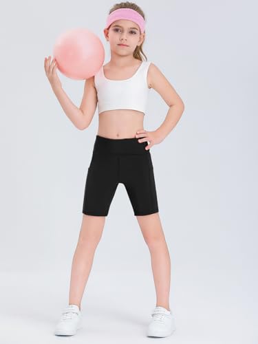 Haloumoning Girls Volleyball Spandex Shorts Kids Athletic Biker Dance Gymnastics Compression Shorts with Pockets4