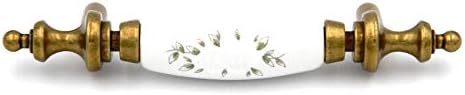 Hickory Hardware P64-WF, Pull-porc.ctr.w/ Flower, Polished Brass/White Insert