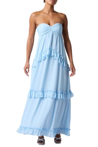 blue dresses for bachelorette party Nicole Maxi Dress ~ Steel Blue Chiffon – Show Me Your Mumu main image 1