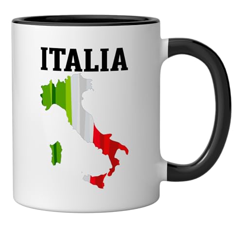 Taza de cerámica con mapa de Italia 11 oz negro/blanco miniatura 2