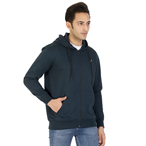 Image of D-GREEN Sweatshirt for Men Stylish Hoodie with Zipper and Full Sleeves Winter Wear