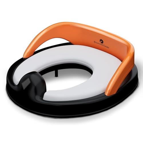 Image of StarAndDaisy Potty Seat for Kids 1-3 Years | Toilet Seat for Kids with Height Adjustable & Removable Soft Cushion, Fits All Western Toilets seat (Orange -Black)