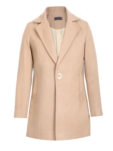 Image of CHKOKKO Girl's Wool Blend Stylish Standard Length Winter Wear Button Coat For Kids