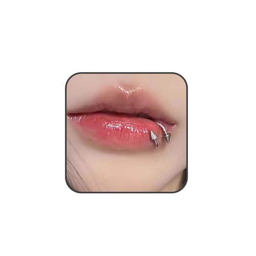 4PCS Nose Rings 16G Spiral Lip Rings Punk Spike Lower Labret Studs Cartilage Tragus Helix Piercing Jewelry Spike Stud Earrings Stainless Steel Angel Fangs Piercing Jewelry for Men and Women