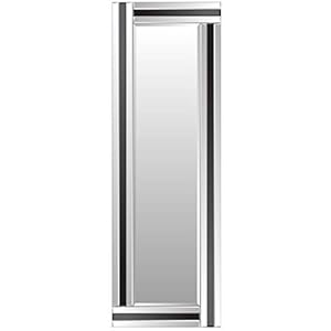 Barcelona Trading Fiona Argenté et Noir en Verre encadrée Longueur complète Miroir Mural biseauté 121,9 x 40,6 cm Grande