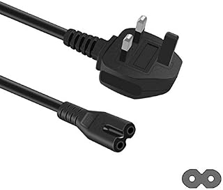 Figure 8 AC Power Cable, aifulo IEC C7 Mains Power Lead, 2 Pin Universal UK Plug Power Cord Compatible with PS4, Xbox One S / X, LED LCD Smart TV Monitor, Pixma, Printer, Surface Laptop Charger