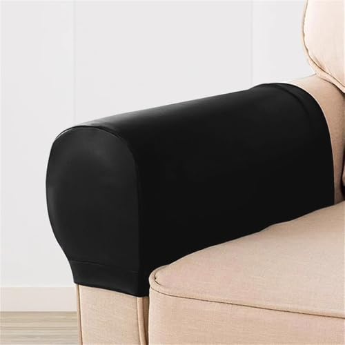 FANSU Lot de 2 Couvre Accoudoirs Faux Cuir Extensible pour Housse de Fauteuil inclinable et Canapé, Protection Antidérapante pour Accoudoir de Canapé,...