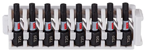 Bosch Professional 8tlg. Schrauber Bit Set Torx (Impact Control T20 Bits Länge 25mm Pick and Click Zubehör Schlagschrauber Bohrschrauber)