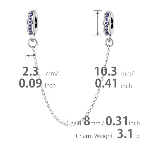 TGLS Women Sparkling Crystal Safety Chain Spacer Charms Compatible With Pandora Charms Bracelets3