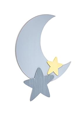 Little Love by NoJo Separates Collection - 16” Weathered Grey Star and Moon Shaped Wall Art, Nursery, Bedroom or Playroom Décor