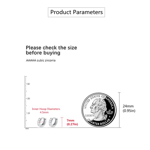 CZ Tiny Small Hoop Earring for Women 925 Sterling Silver Micro Huggie Hoops Upper Hole Ear Cuff Cartilage Hypoallergenic Fashion Mini Crystal Jewelry 4.5mm2