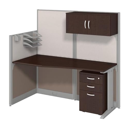 Scranton & Co Cubicle Workstation, 65W x 33D Desk with Storage, Thermally Fused Laminate, Cherry Finish, Sturdy Steel Panels, Adjustable Levelers, Privacy and Cable Management for Office - Thumbnail 7