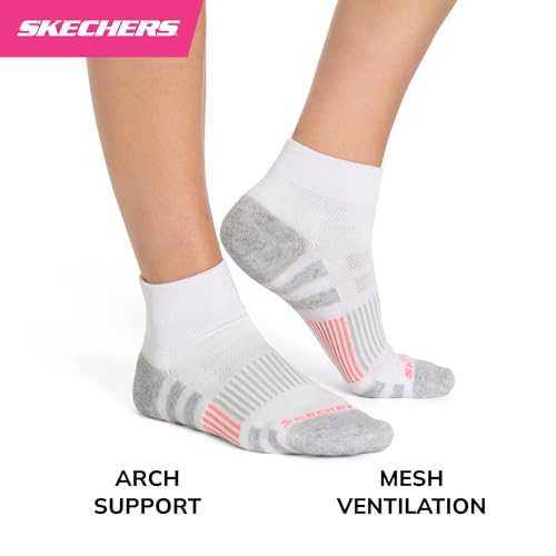 Image of Skechers Women's 8-pack Work Collection High Quarter Crew Socks, Extra Cushion & Mesh Ventilation