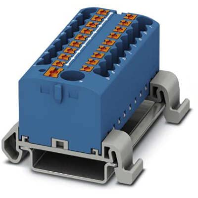 3273244, Distribution Block, Horiz. Alignment/Supply, 1row 19-Conn, 690V 24A, PTFIX 6/18X2,5-NS35A BU