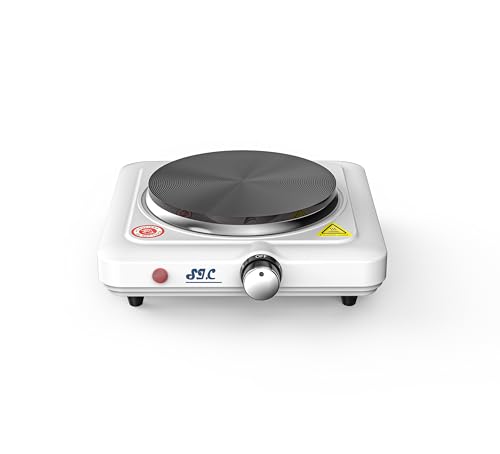 SIC Plaque de cuisson électrique portable à un feu, en fonte, température réglable, pour camping, voyage, cuisine extérieure (1 000 W)