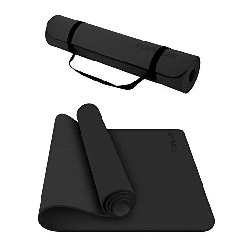 TOPLUS Yoga Mat - Eco Friendly Non Slip Fitness Exercise Mat with Carrying Strap-Workout Mat for Yoga, Pilates and Floor Exercises(1/4 inch)