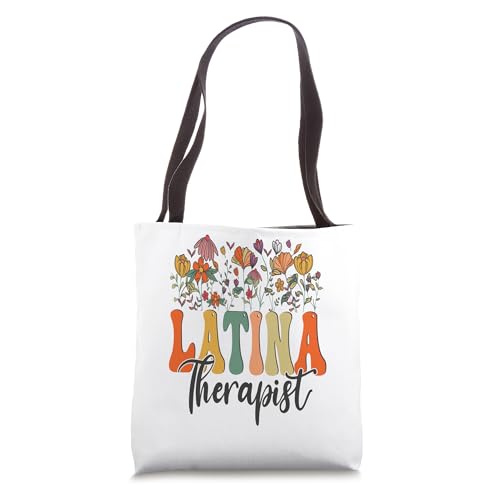 Bolso tote para mujer con estampado floral de flores silvestres y diseño de terapeuta latina miniatura 1