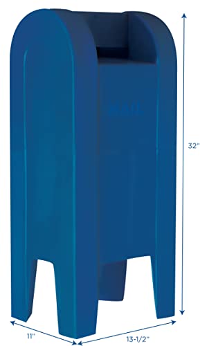 Image of Children's Factory Post Mailbox for Outside, Kids Playhouse Accessories, Classroom, Daycare, Playground, Pretend Play, Blue | Durable Weatherproof Polyurethane Unit, Ideal for Dramatic Play Use in Daycares or Preschools