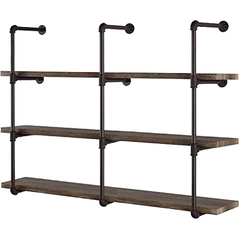 FOF FRIEND OF FAMILY 4 Tier,Industrial Wall Mount Iron Pipe Shelving Shelves Shelf Brackets Vintage Retro Black DIY Open Bookshelf DIY Storage offcie Room Kitchen Shelves (4 Tier,3Pcs) Cover