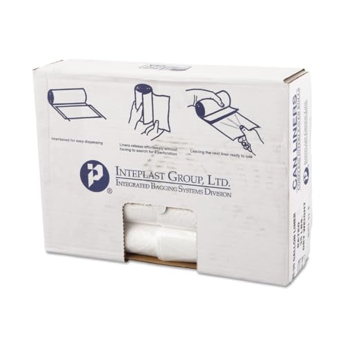 Inteplast 20-30 Gal Trash Can Liners - 8 Mic Thickness, Natural Color - 500 Bags