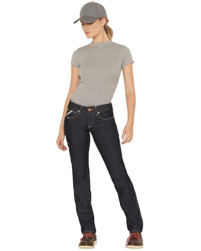 Image of ARIAT Women's Rebar Mid Rise Durastretch Raven Rinse Work Straight Jeanss Blue 30 SHT