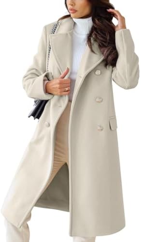 chouyatou Women's Winter Lapel Double Breasted Office Work Long W...