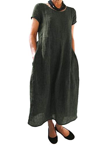 Onsoyours Femmes Robe Courte Été Robe Mini Tie Dye Imprimé Débardeur sans Manches Col Rond Tunique Casual Robe De Plage B Armée Verte L